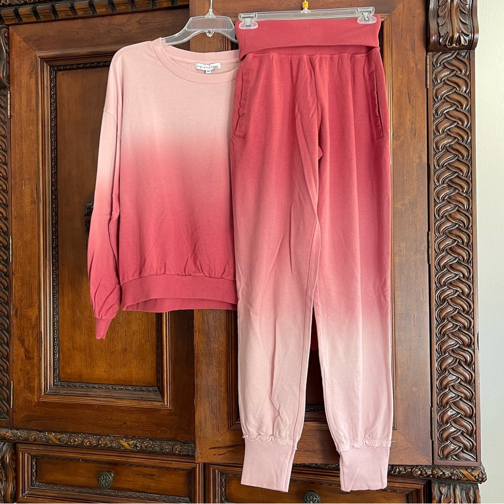 YFB Young Fabulous & Broke Rose Dip Dye Ombré Sweatshirt & Sweatpant Set NWT